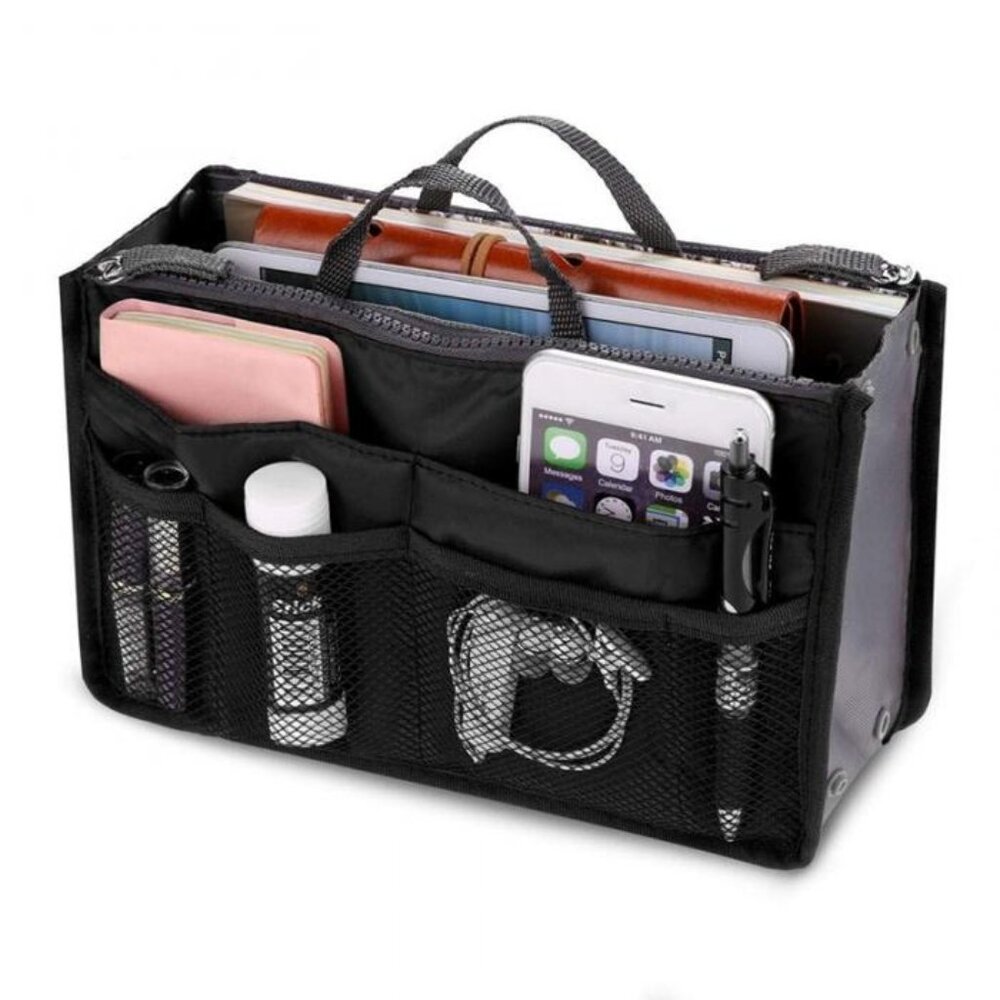 Handbag Organizer Insert /Purse Divider / Black / Cosmetic Case & More - NWT